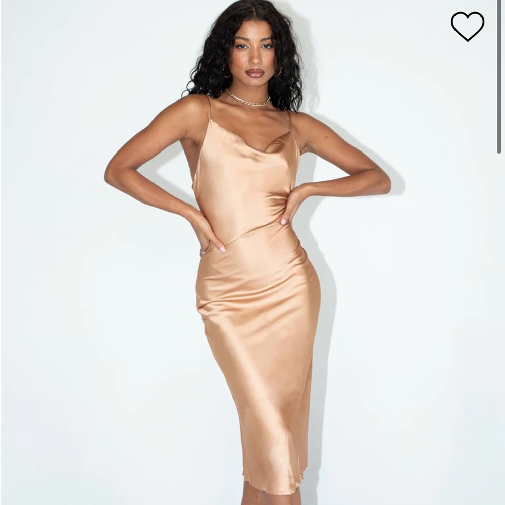 Betta vanore Champagne satin midi dress size 6